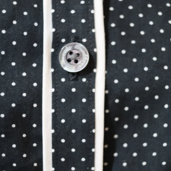 Brooks Brothers Black White Polka Dot Belted Long Sleeve Cotton Dress 10 - Picture 10 of 15